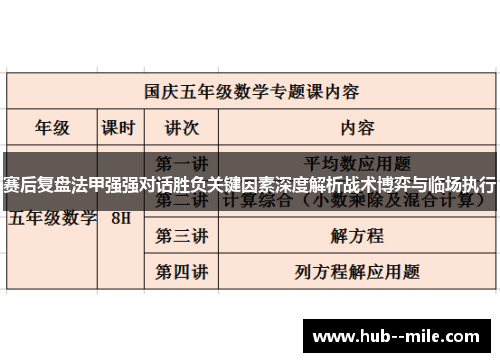 赛后复盘法甲强强对话胜负关键因素深度解析战术博弈与临场执行